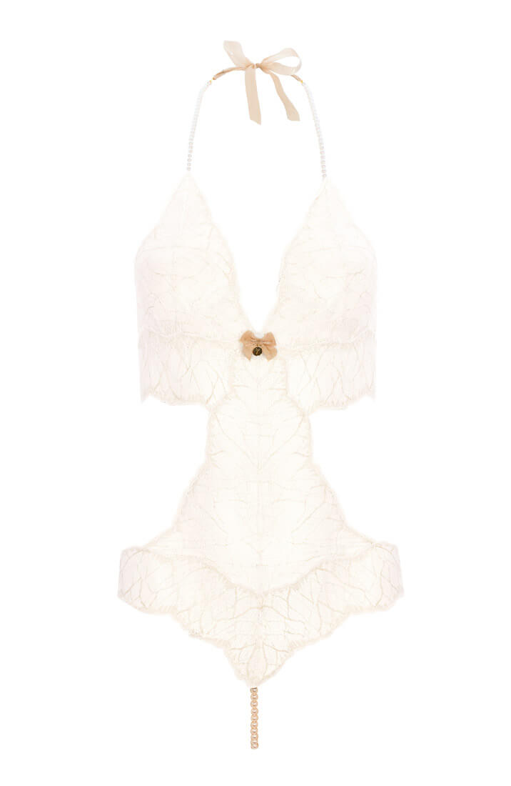 Ivory bodysuit with pearl string - Sydney Body Single