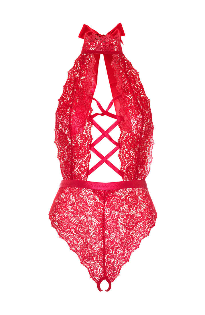 Red crotchless bodysuit - Seduce Me In Red