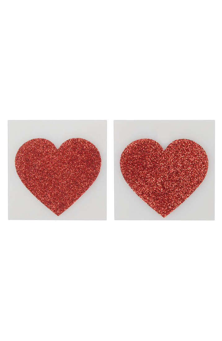 Red glitter heart nipple covers