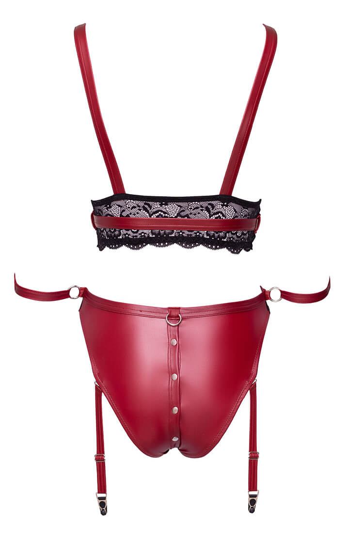 Red lingerie set with restraints - Unduly Observer