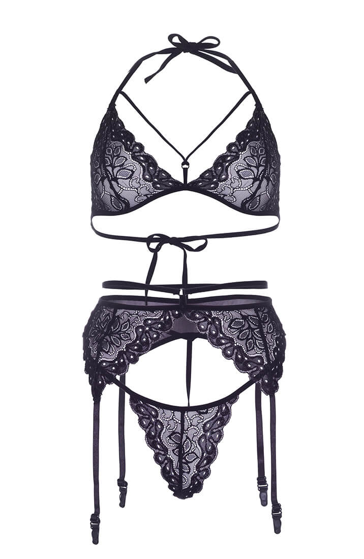 Bra, garter belt and string - Date Essentials
