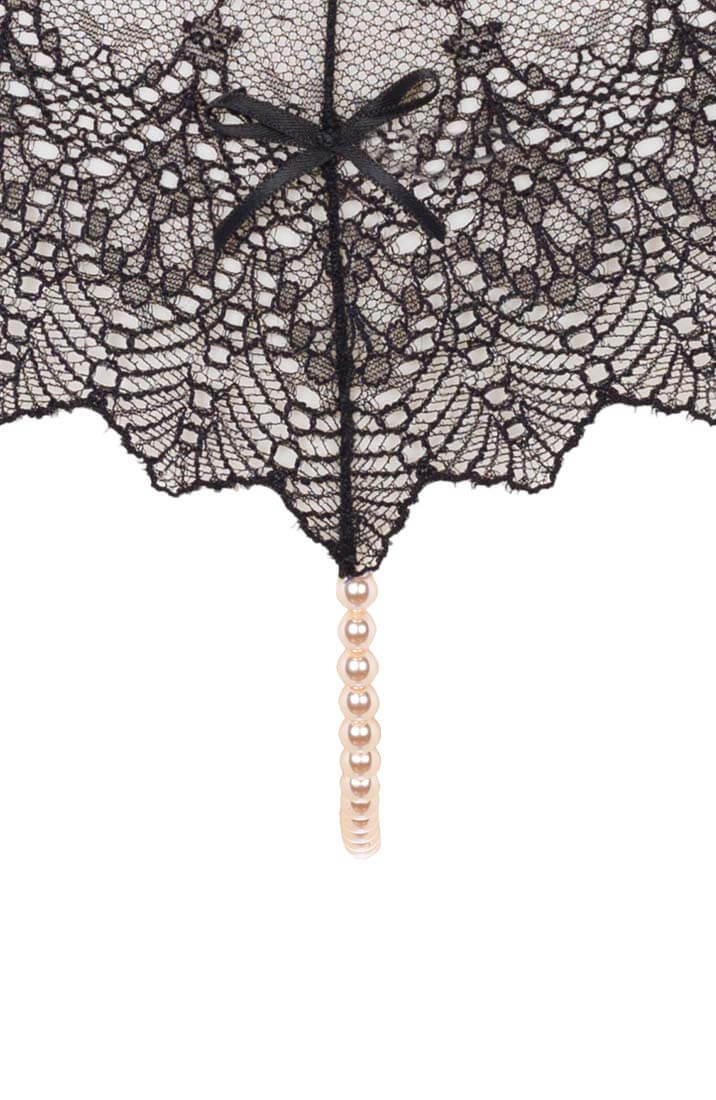 Black hipster panty with pearl string - Geneva Panty