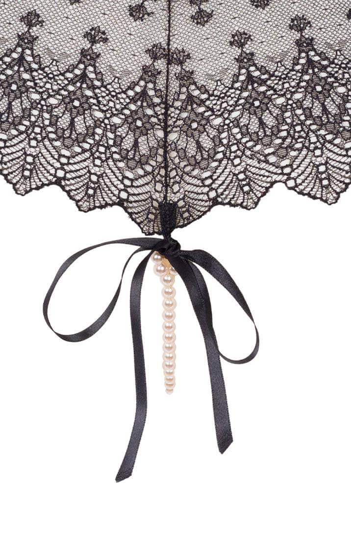 Black hipster panty with pearl string - Geneva Panty