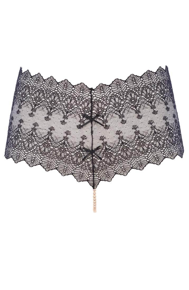 Black hipster panty with pearl string - Geneva Panty