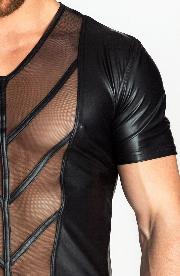 Wet look T-shirt with V front - My Will