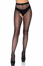 Load image into Gallery viewer, Sheer black crotchless tights