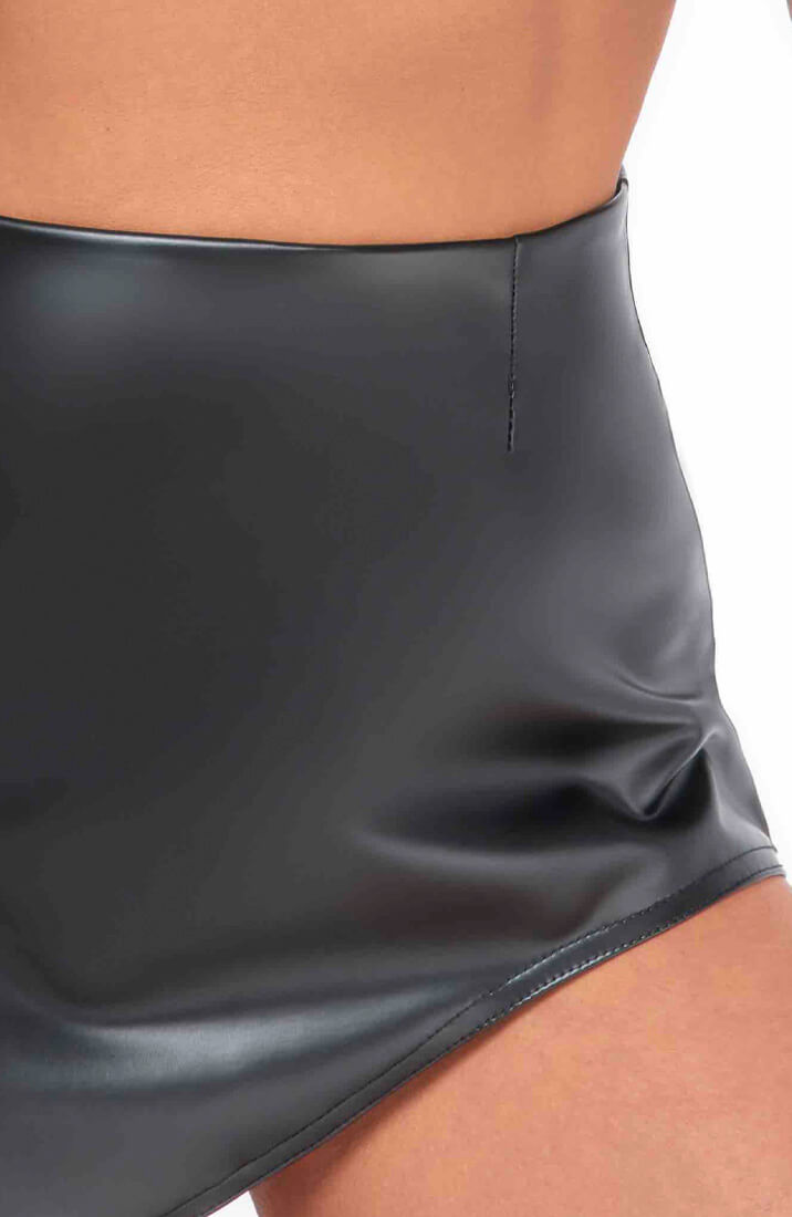 Wet look mini skirt