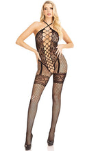 Load image into Gallery viewer, Black bodystocking lingerie with hearts