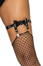 Load image into Gallery viewer, Black faux leather thigh high garter