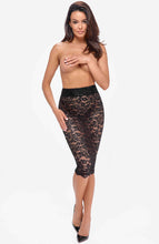 Load image into Gallery viewer, Sheer black lace pencil skirt