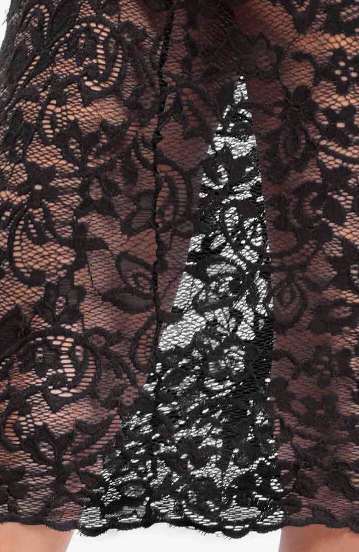 Sheer black lace pencil skirt