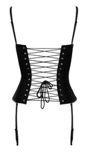 Load image into Gallery viewer, Black satin corset with suspenders - Curved Craze
