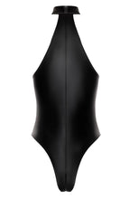 Load image into Gallery viewer, Black wet look halter neck bodysuit