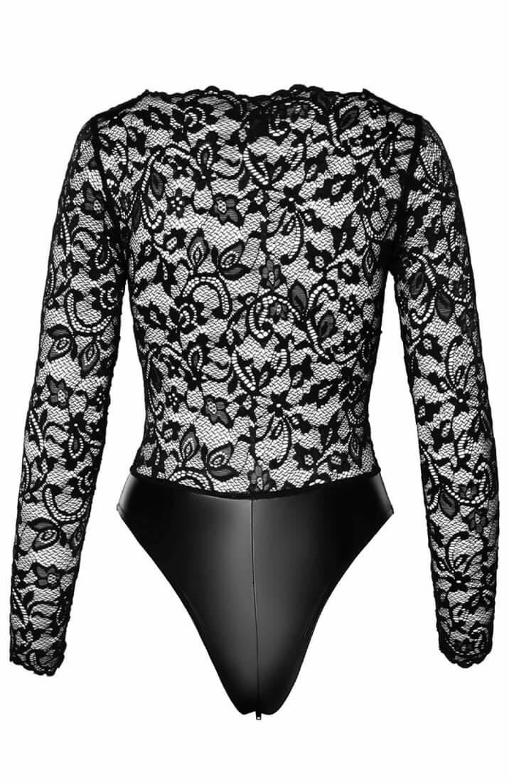 Lace X wet look bodysuit