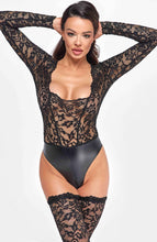 Load image into Gallery viewer, Lace X wet look bodysuit