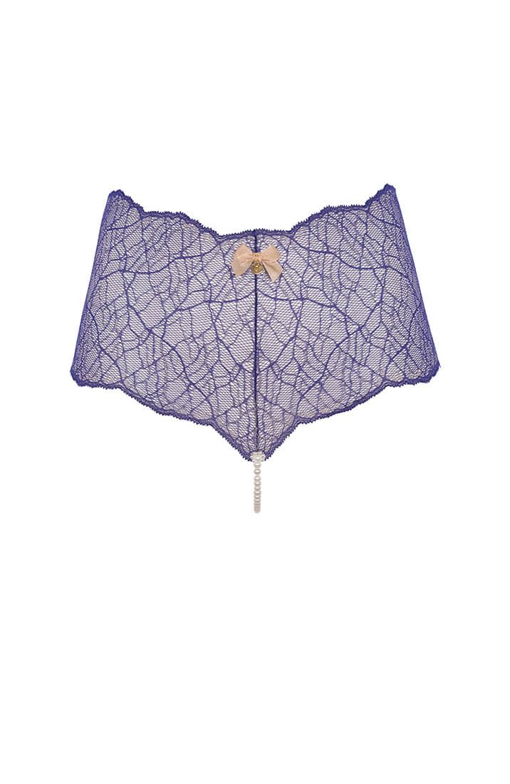Luxury lingerie blue lace high-waist panty by COAX Copenhagen