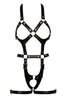 Faux leather body harness