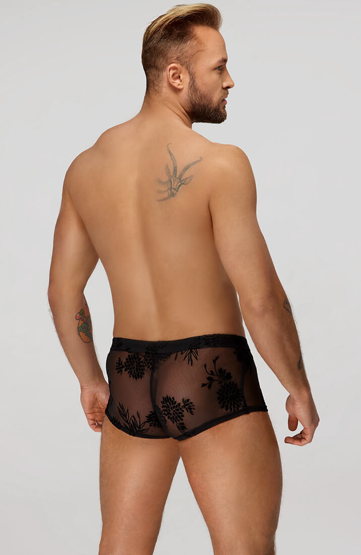 Boxer shorts with flock embroidery