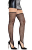 Seductive footless stockings with open heel and classic fishnet texture