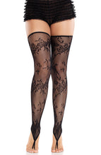 Load image into Gallery viewer, Footless floral fishnet thigh highs shown barefoot - COAX Copenhagen