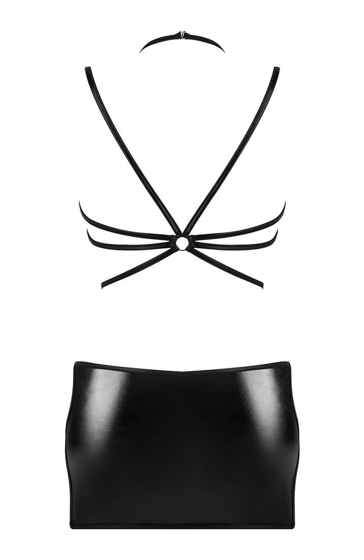 Black wet look dress lingerie - ghost back