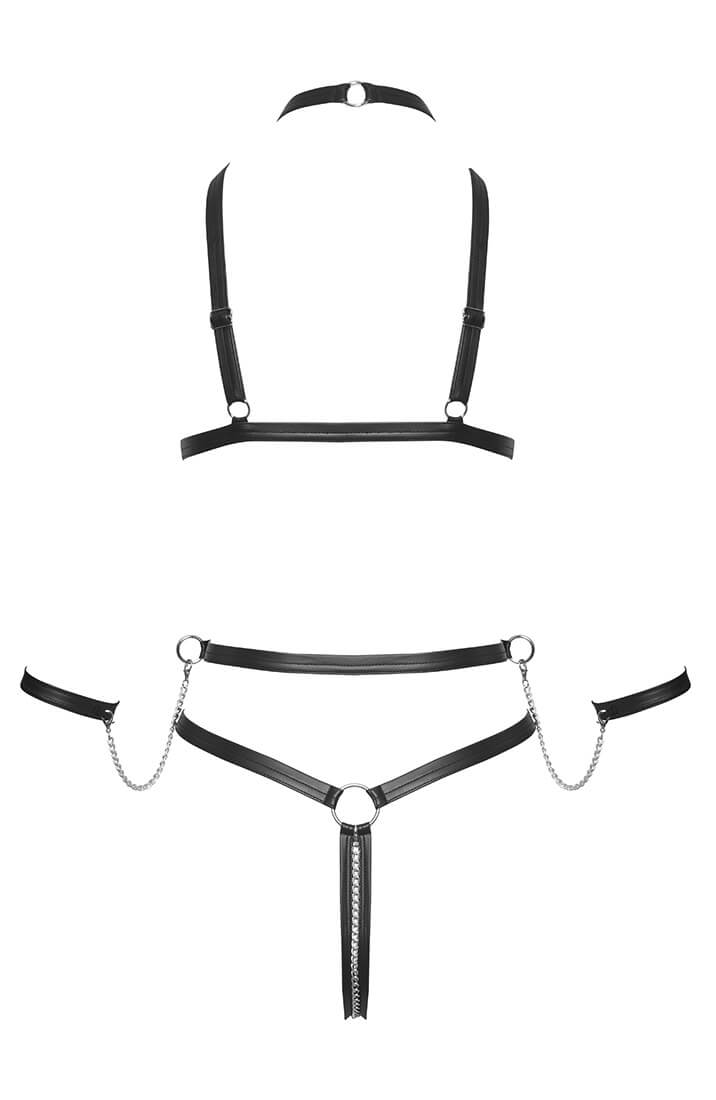 COAX Copenhagen bondage bodysuit with provocative open design and chain accents