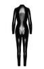 COAX Copenhagen - Black wet look catsuit with stitching highlights - ghost back
