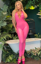 Load image into Gallery viewer, Hot pink wet look catsuit