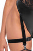 Lace X wet look suspender bodysuit