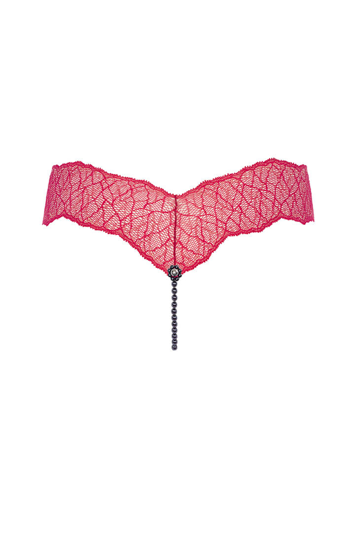 Red pearl thong with black single pearl string by COAX Copenhagen