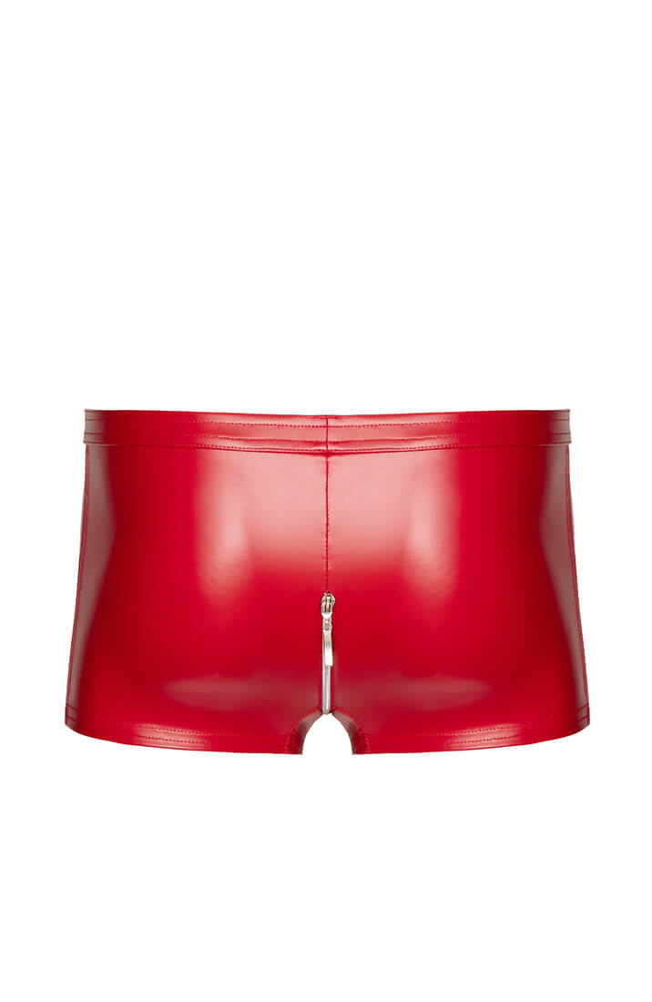 Red wet look fitted boxer shorts for men - COAX Fetish clothing