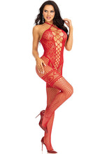 Load image into Gallery viewer, Red bodystocking lingerie with hearts
