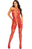 Red bodystocking lingerie with hearts