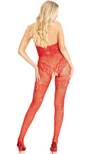 Load image into Gallery viewer, Red bodystocking with rhinestones