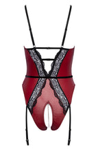 Load image into Gallery viewer, Red crotchless wet look bodysuit - Lavish Existence