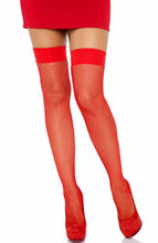 Load image into Gallery viewer, Red fishnet thigh highs
