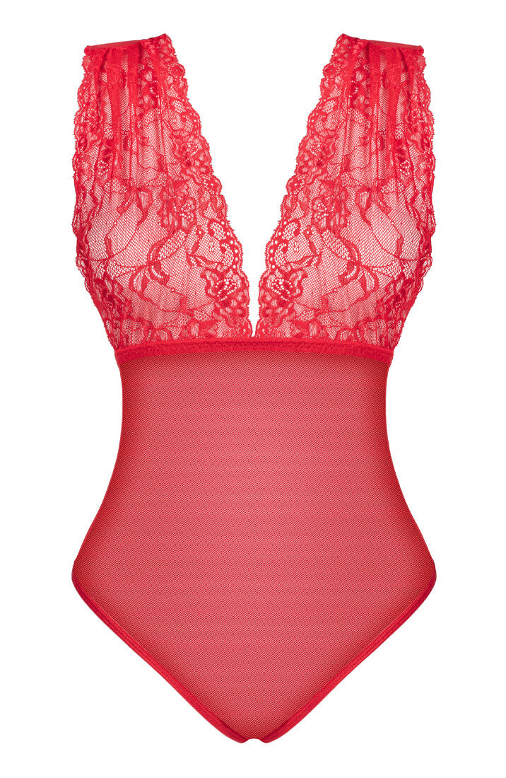 Red lingerie bodysuit 