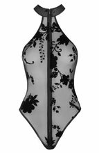 Load image into Gallery viewer, Sheer black mesh halter neck bodysuit