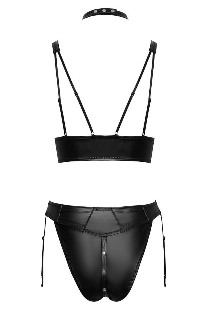 Black lingerie set with restraints