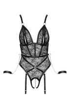Load image into Gallery viewer, Crotchless bodysuit lingerie with restraints