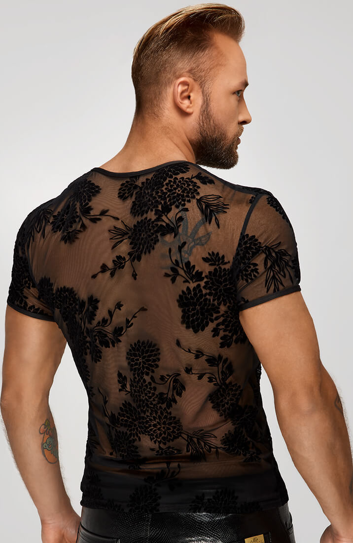 T-shirt with flock embroidery