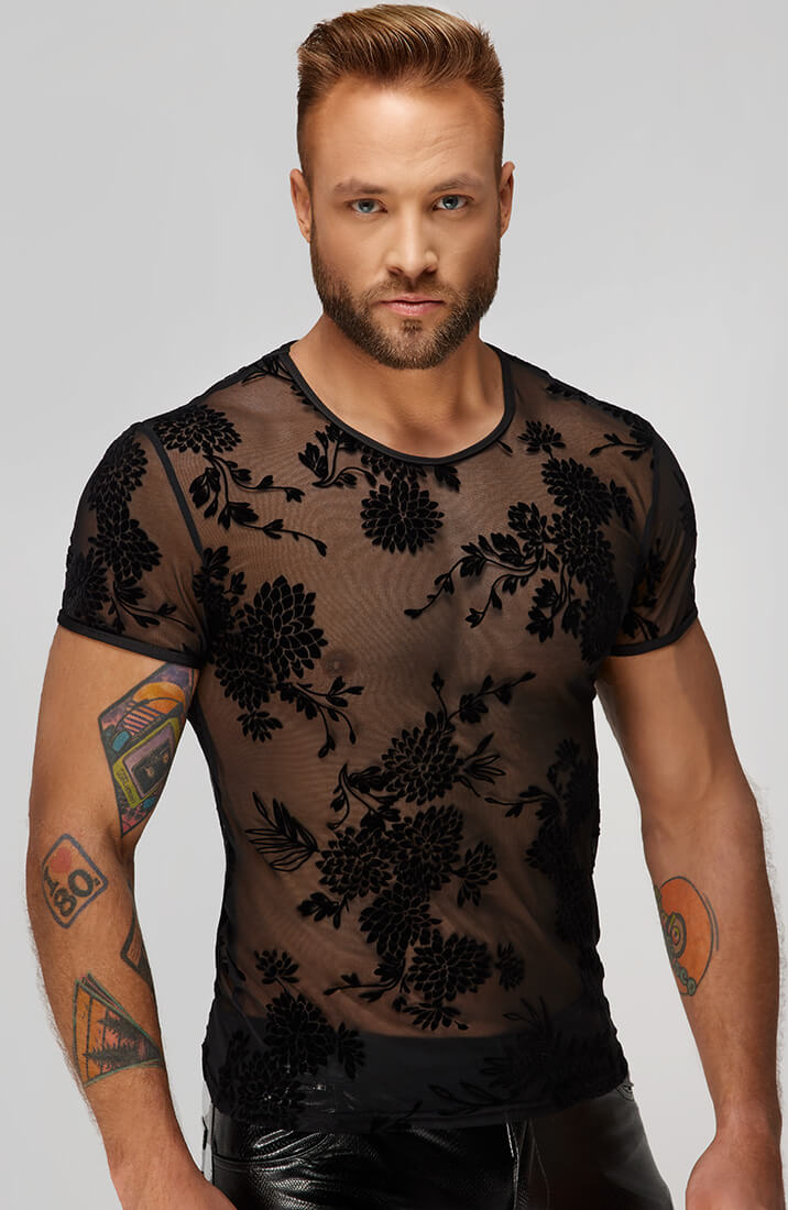 T-shirt with flock embroidery