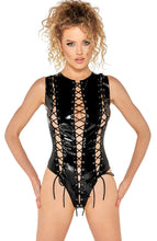 Load image into Gallery viewer, Vinyl bodysuit with lace-up design