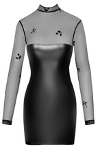Load image into Gallery viewer, Wet look X sheer mesh bodycon dress - Lustful Glow