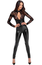 Load image into Gallery viewer, Wet look X sheer mesh catsuit