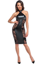 Load image into Gallery viewer, Wet look X sheer mesh halter neck dress