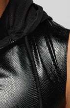 Load image into Gallery viewer, Wet look X snakeskin vest with hood - Impressive!