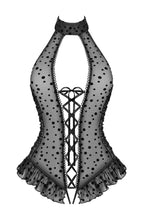 Load image into Gallery viewer, Black bodysuit lingerie with lace-up
