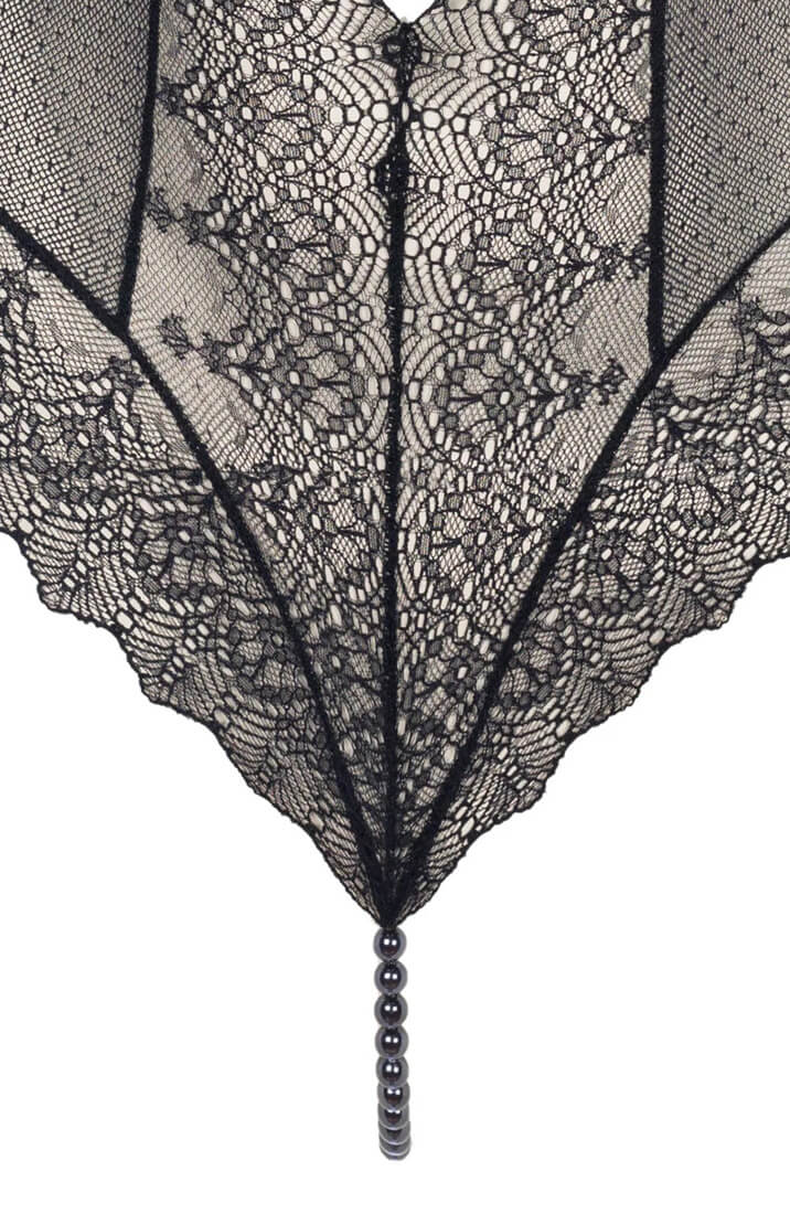 COAX Copenhagen black bodysuit with pearl stimulation