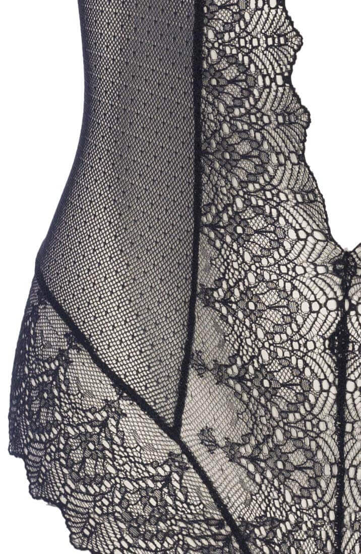COAX Copenhagen erotic black bodysuit designed for pleasure with pearl string feature